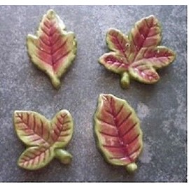 Set of 4 Ceramic Leaf Knife Chopstick Rests for Dining Table or Silverware