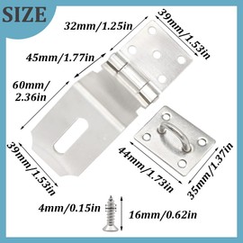 CEEYSEE 2 Pcs Door Hasp and Staple 4 Inch Gate Latch Stainless Steel Padlock Hasp 90 Degree Padlock Hasp with Screws for Gate,Window,Cabinet,Pet Cage,Crate,Shed (MK90)