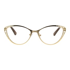 PASTL Womens Reading Glasses Magnified Readers Cateye Frame Spring Hinge Gold +2.75