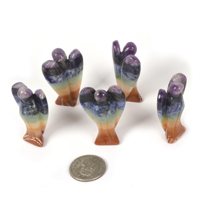 Justinstones Carved 7 Chakra Layered Gemstone Peace Angel Pocket Guardian