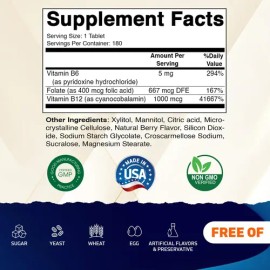 Vitamatic Ácido Fólico B12 B6 180 Tabletas Disolución Rápida