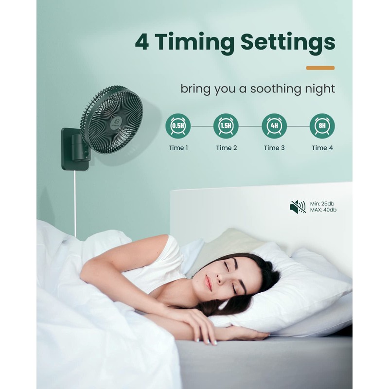 LEMOISTAR 8 Inch Small Wall Mounted Fan with Remote Control,