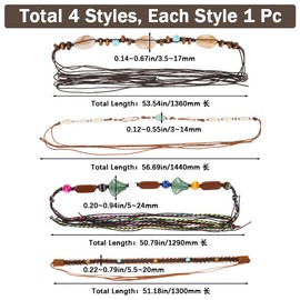 GORGECRAFT 4 Styles Western Cowboy Hat Band Ethnic Adjustable Western Hat Belts Turquoise Beads Stone Replacement Gem Hat Belt for Women Men Cowgirl Panama Rancher Fedora Hats