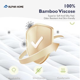 ALPHA HOME Deep Pocket Full Sheet Set, 100% Organic Viscose Derived from Bamboo Sheets Set Cooling Bed Sheets Moisture-Wicking Sheet Set, 4 Piece Bedding Sheet Set