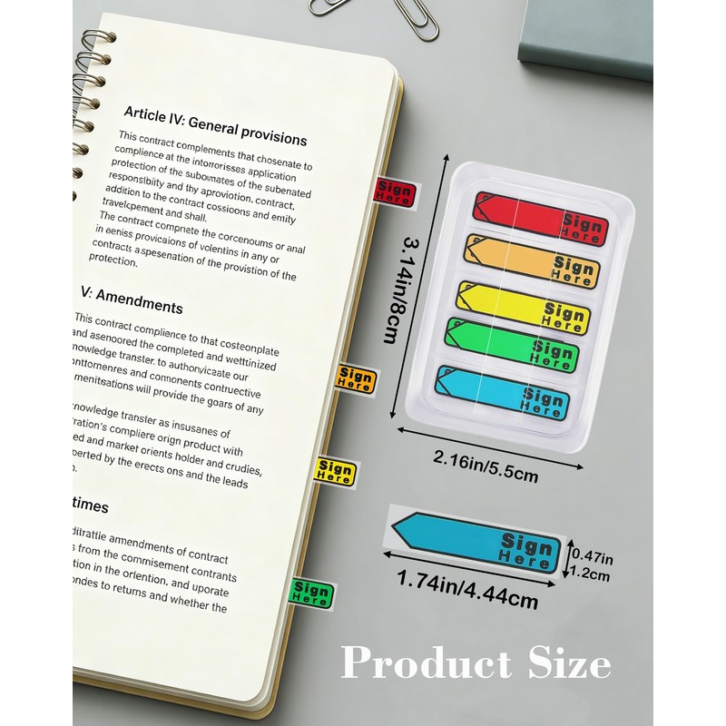 1000 Pcs Sign Here Sticky Tabs, Notary Signature & Date