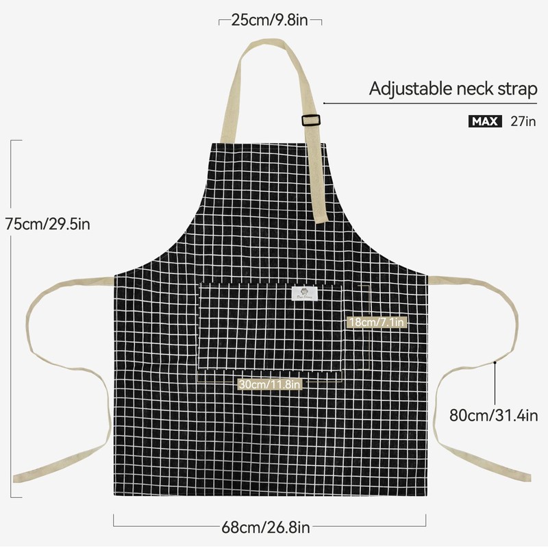 NLUS 2 Pack Kitchen Cooking Aprons, Adjustable Bib Waterproof Chef