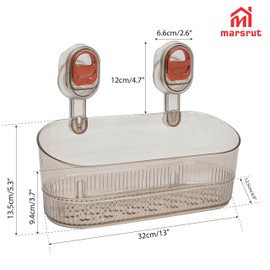 No-drill Bathroom Suction Storage Box, Large Capacity Rack Basket for Kitchen, Adhesive Wall Heavy Duty Strong Load-Bearing Organizer Shelves Clear Cup Shower Caddy Hanging Shelf, Gold Glacier Pattern