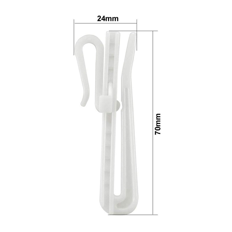 TA-VIGOR 30Pcs Curtain Hooks Adjustable, Plastic Lift Curtain Tape Hooks