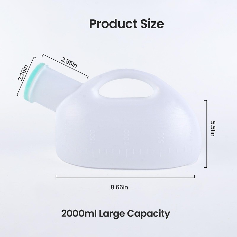 2000ml Large Capacity Men's Urinal Bottle,Elderly Plastic Urine Collector with