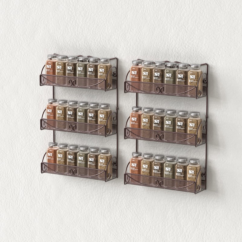 Deco Brothers 3 Tier Wall Mounted Spice Rack, 2 Pack,