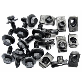 SFS Mopar Body Bolts & U-nut Clips- 5/16-18 x 1" Long- 1/2" Hex- 20pcs (10ea)- #380