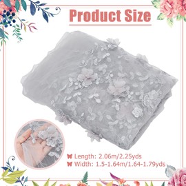 NBEADS 2.2 Yard Embroidered Floral Fabric, 1.5 m Wide 3D Flower Organza Lace Fabric Floral Mesh Embroidery Fabric for Sewing DIY Clothing Party Dress Home Decoration Light Grey