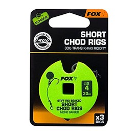 Fox edges micro barbed chod rigs for fishing, Stiff Chod Rig 25lb sz8 Short