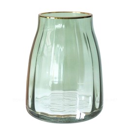 Senliart Clear Glass Vase, Gilded Decor Green Table Centerpiece Vase 7(H) x 5.5(W)