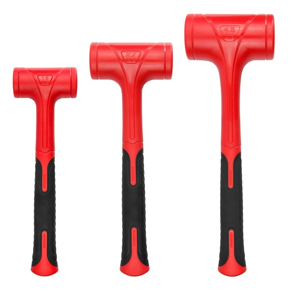 YIYITOOLS YIYITOOLS Dead Blow Hammer Set, 3 Piece/16oz(1LB),27oz(1.5LB),45oz(3LB),Red and Black,