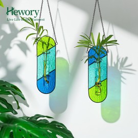 Stained Glass Propagation Wall Hanging: Hewory 2Pcs Propagation Station Planters for Window Decor - Propagation Tubes Terrarium Unique Plant Lover Gift