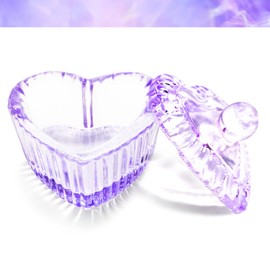 Mnk66 Glass Dappen Dish with Lid for Acrylic Nails Crystal Purple Acrylic Liquid Powder Glass Cup Nail Liquid Glassware Bowl, Sweet Heart (YSHJB019-Purple-2pcs)