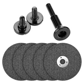Junchamp 5Pcs 3 inch Cut Off Wheels with 1/4 Stem Mounting Mandrel Kit for Die Grinder, 3/8" Arbor Hole Cutting Wheel for Metal & Stainless Steel Rotary Tool Drill Attachment Cutter Discs