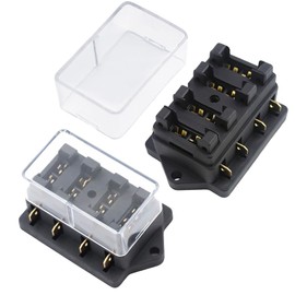 2 x Car Fuse Box Fuse Holder 4-Way 12 V Fuse Box with 4 Fuses 5A/10A/15A/20A for DC 12V/24V Car Boat Truck Van SUV Marine Vehicle