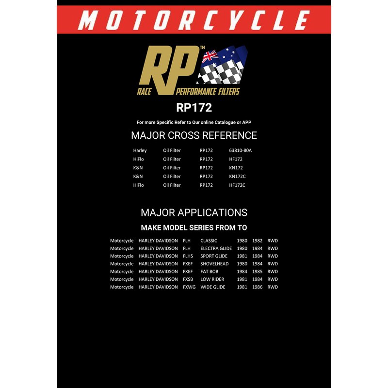 RP Filters RP172 Motorcycle Oil Filter