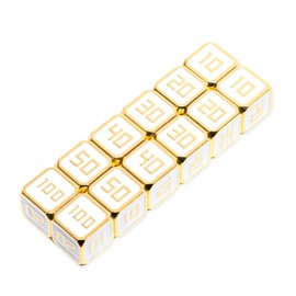Xrypto Metal Luxury Metal Counter Dice Damage Counter (10.20.30.40.50.100, Gold White)