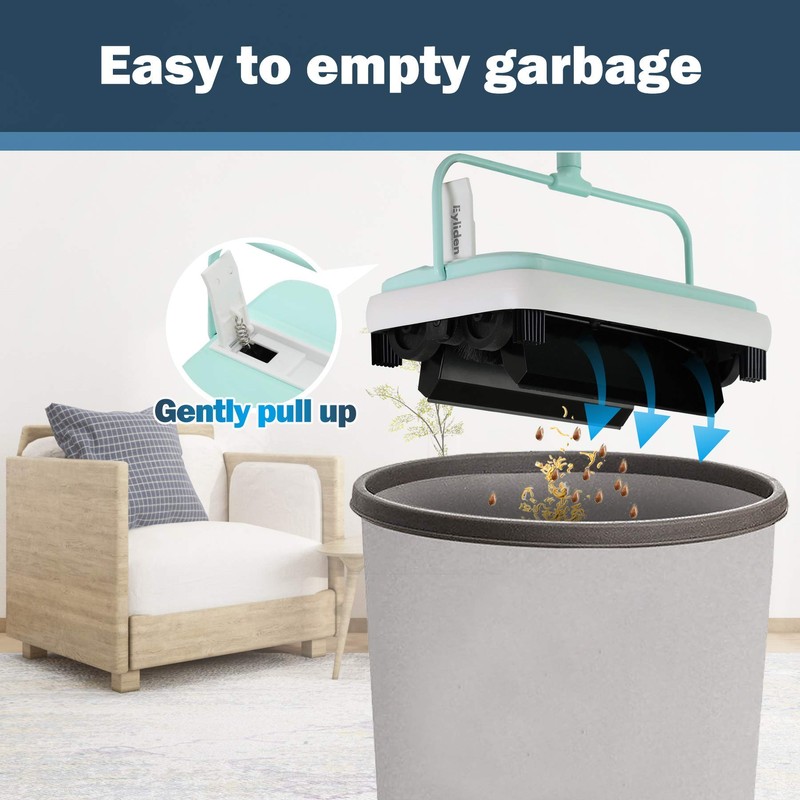 Eyliden Carpet Sweeper, Mini Size Lightweight Hand Push - No
