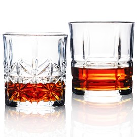 Whisky Glasses Set of 2 Mixed Old Fashioned 10 OZ Rocks Barware For Scotch, Bourbon, Liquor and Cocktail Drinks - Men Gift