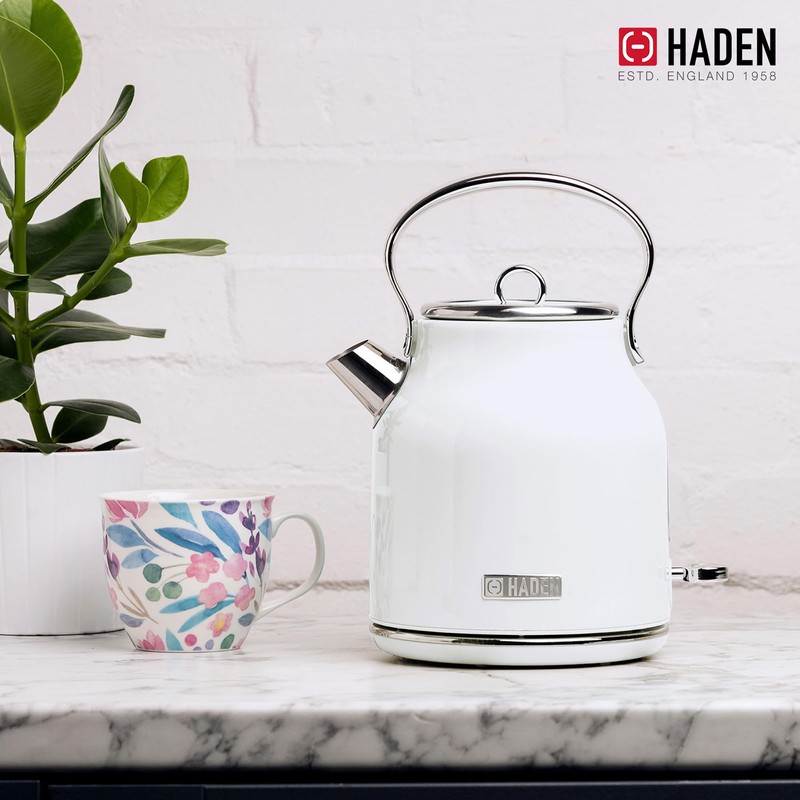 Haden Heritage 1.7 Liter Stainless Steel Electric Kettle, Hot Water