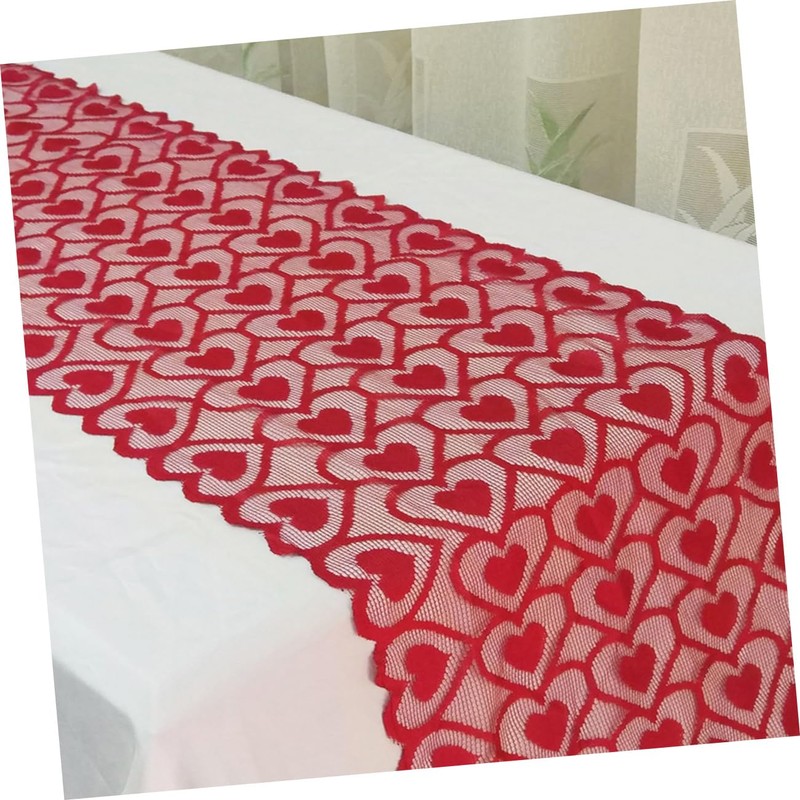 Mikinona 2pcs Elegant Valentine's Day Table Cover Heart Pattern Tablecloth