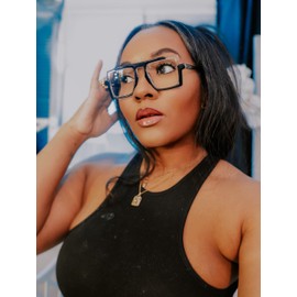 VOOGLAM Aviator Clear Lens Glasses for Women Men Stylish Black Frame Non-Prescription Eyeglasses Ilene