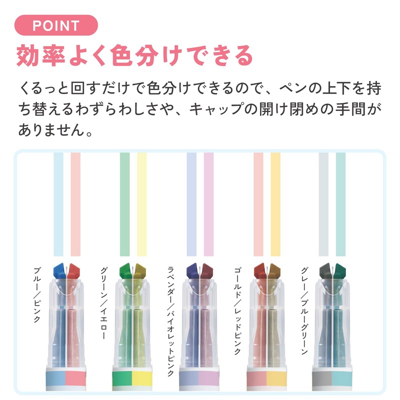 Kokuyo Campus 2-Color Shading Marking Pen Positive & Relax 5-Pack