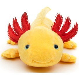 Uni-Toys Original Axolotl (yellow with blue eyes) - 32 cm (length) - plush water animal - plush toy, cuddly toy