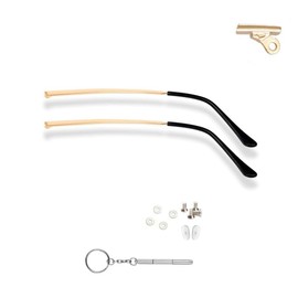 QYAJS 1 Pair Metal Gold Eyeglass Frame Arms Glasses Eyewear Replacement Temple and 3-in-1 Screwdriver (Flat SingleTeeth)
