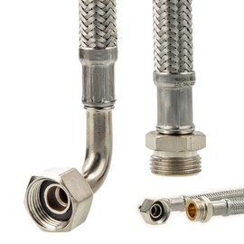 KTW-A DVGW Sanitary Connection Hose 90° Bend 3/8 Nut x 3/8 Male x 200 mm