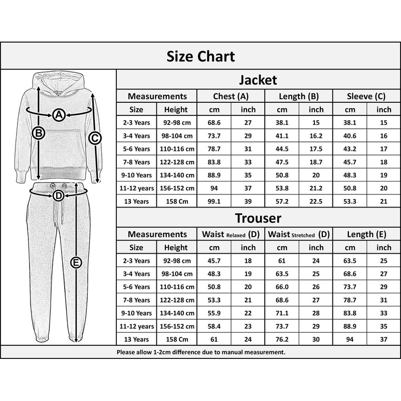 Kids Girls Boys Plain Tracksuit Hooded Hoodie Jog Suit -