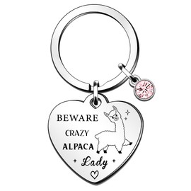 QMVMV Funny Alpaca Keyring Gifts Animal Lover Gift Beware Crazy Alpaca Lady Alpaca Lover Gift For Women