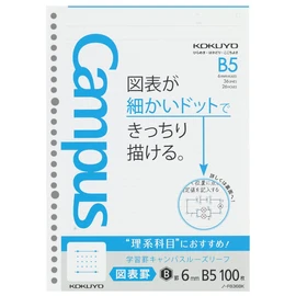 Kokuyo Loose Leaf Dot Science Line, 0.2 inch (6 mm) No-F836BKN