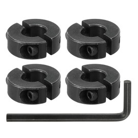 sourcing map Bore 10 mm Double Split Shaft Collar 24 mm OD 9 mm Thickness Carbon Steel Locking Collar Clamp Style with Set Screw & Hex Wrench for Machine Tools Industry (Black, Pack of 4)