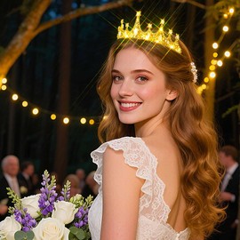 Lorealri Light Up Crystal Crown Headband, Silver,with Comb, Wedding Bridal Prom Birthday Rhinestone Headwear Accessories for Women (Gold C, One Size)