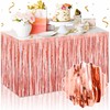 3 Pack Rose Gold Tinsel Table Skirts
