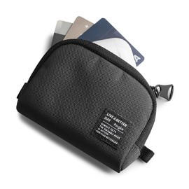 Ringke Mini Pouch [Half-Pocket] Nylon Carrying Pouch Small Bag for AirPods, Galaxy Buds, Earphones, Cards, ID - Black