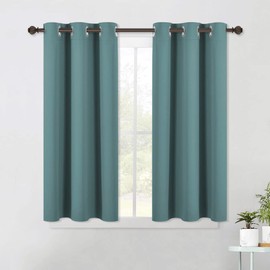 NICETOWN Modern Blackout Curtains Noise Reducing, Thermal Insulated and Privacy Room Darkening Drape Panels for Boy's Guest Room Door Small Short Window (Greyish Blue, 2 Panels, W42 x L45 -Inch)