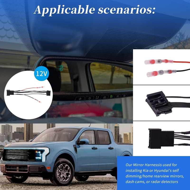 XYgdhqpt 12V Outputs Mirror Harness Compatible with 2022 2023 2024