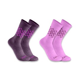 Carhartt Women's Midweight Synthetic-Wool Blend Fairisle Crew Sock 2 Pack, Assorted 02 Purple, Large