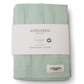 Aspegren Danish Waffle Weave Tea Towel 100% GOTS-Certified Organic Cotton 1-Pc (North Green Iron)