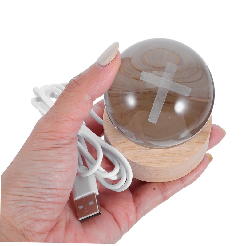 Levemolo Crystal Ball Night Light: Pattern Crystal Ball with Wood