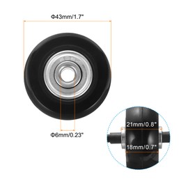 sourcing map Set of 2 Luggage Wheels Replacement 43 x 18 mm/1.7" x 0.7" Rubber Swivel Caster Bearing Wheels Repair Kits for Suitcase Inline Outdoor Skate,Black