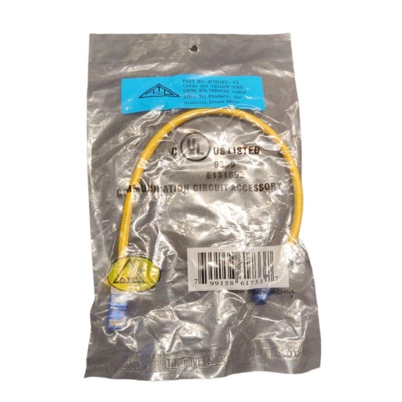 ATP ALLEN TEL AT1501EV-YL, Cat 5e Patch Cable, 1 ft.,