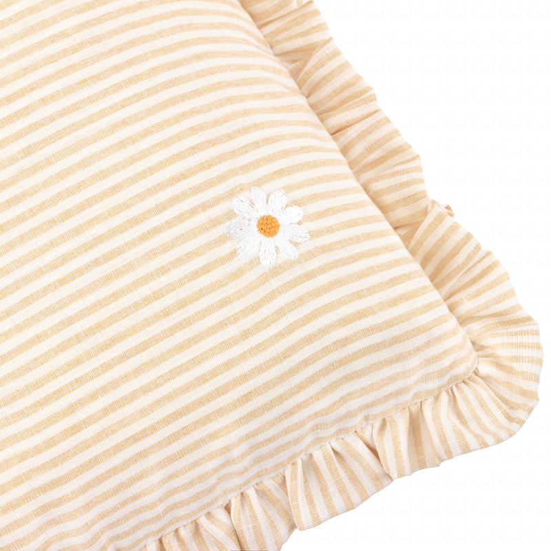 furn. Les Fleurs Embroidered Ruffle Cushion Cover - Daises -