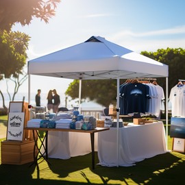 PHI VILLA Outdoor Pop up Canopy 10'x10' Tent Camping Sun Shelter-Series Party Tent, 100 Sq. Ft of Shade (White)